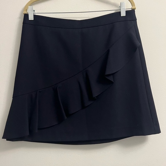 Brooks Brothers Red Fleece Wool Ruffled Skirt - Navy Blue - Size 8 - Picture 2 of 11